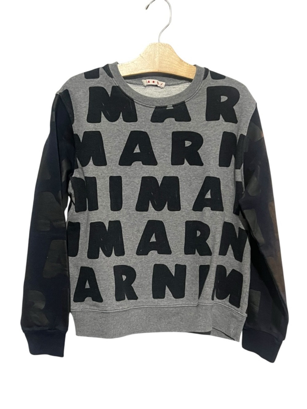 Marni Boys Sweatshirt Size 10 Gray Black Pullover Graphic Printed